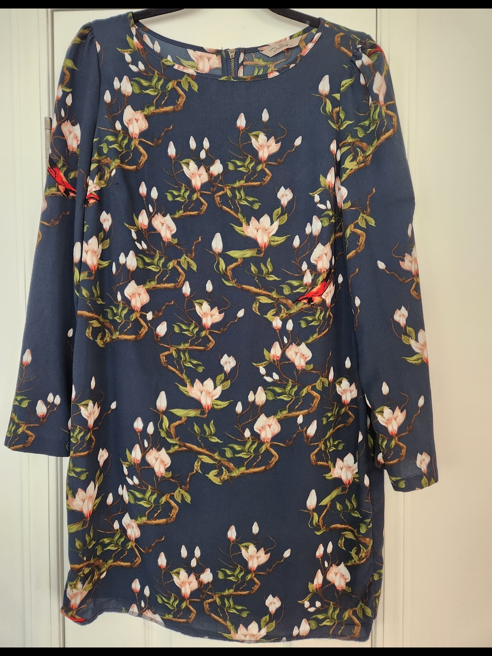 MODERN RETRO DARLING "TIA" NAVY FLORAL SHIFT DRESS SIZE S